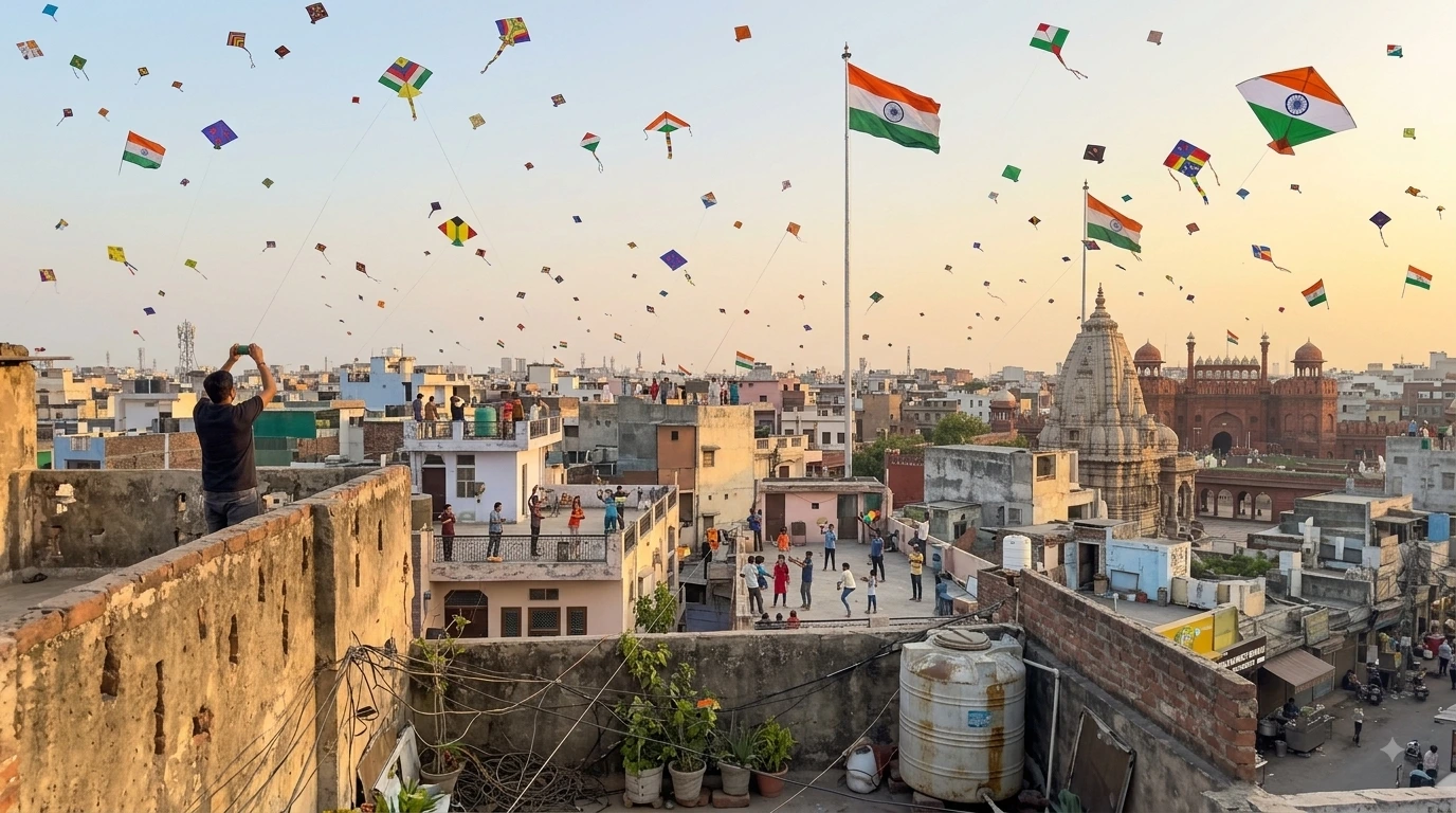 Delhi Sky filled by Kites, Flagging Tiranga in Every Colony