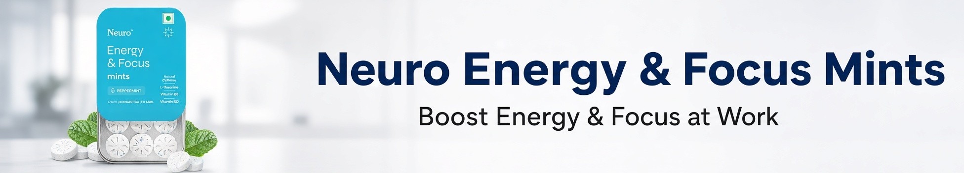 NeuroGum Energy Caffeine Mints with L-theanine, natural caffeine, vitamin B12 and B6